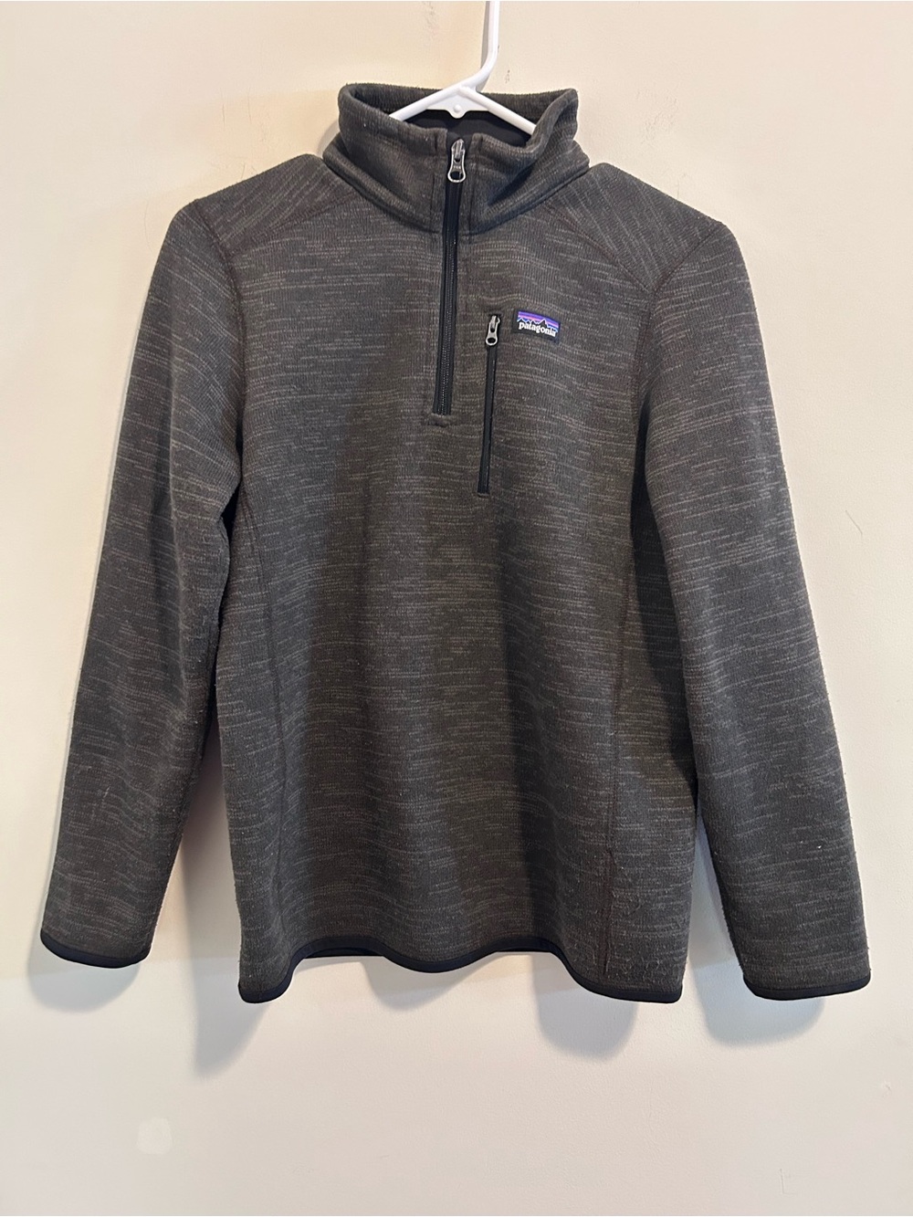 Patagonia Boys Dark Gray Quarter-Zip Fleece Pullover